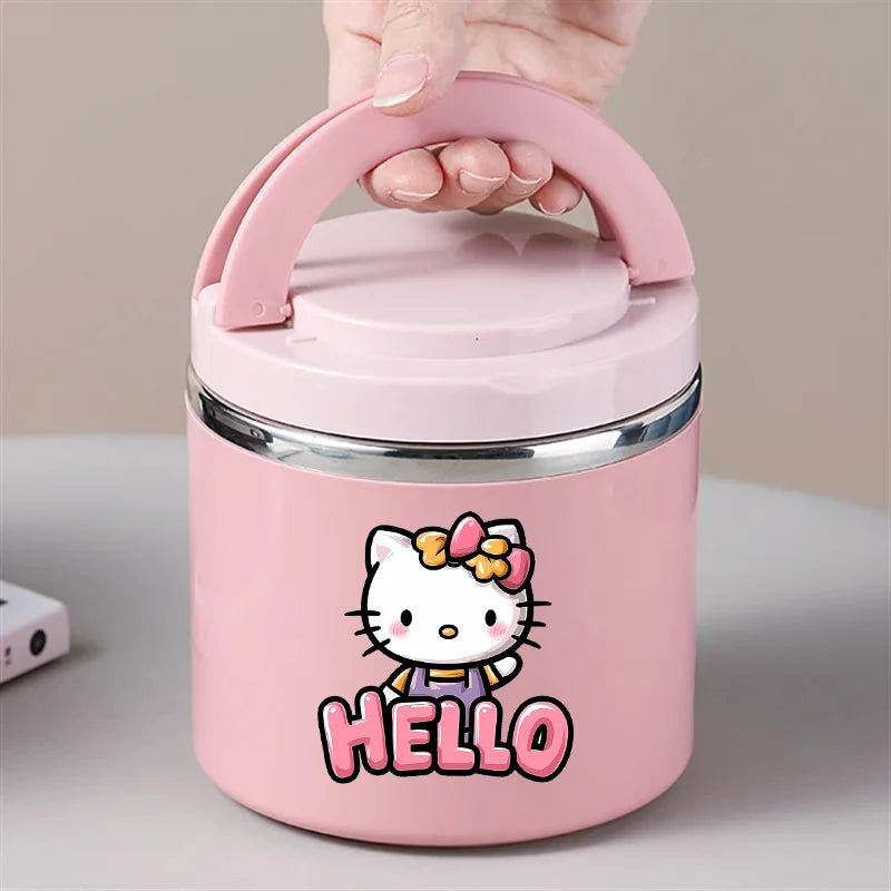 Sanrio HelloKitty Female Thermal Lunch Box Woman Bento Box Student Portable Food Container Cartoon Letter Printed Picnic Case