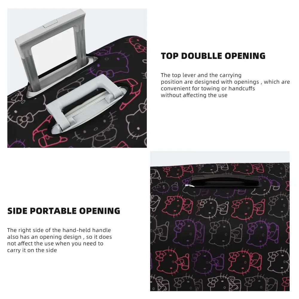 Custom Girls Kitten Classical Printing Luggage Cover Elastic Cute KT Cat Travel Suitcase Protective Covers Fits 18-32 Inch