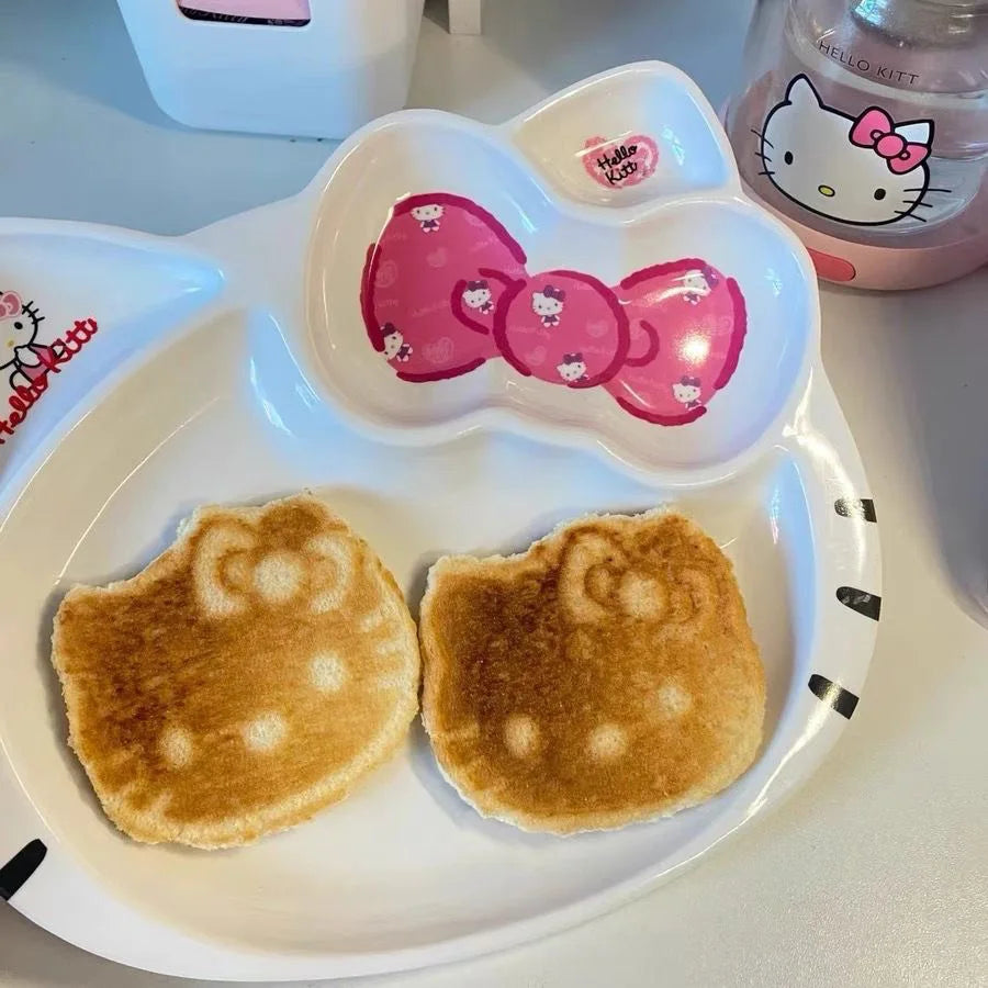 Kawaii HelloKitty Cartoon Cute Creative Girl Simple Ceramics Dipping Plate Personalized Anime Household Small Snacks Plate