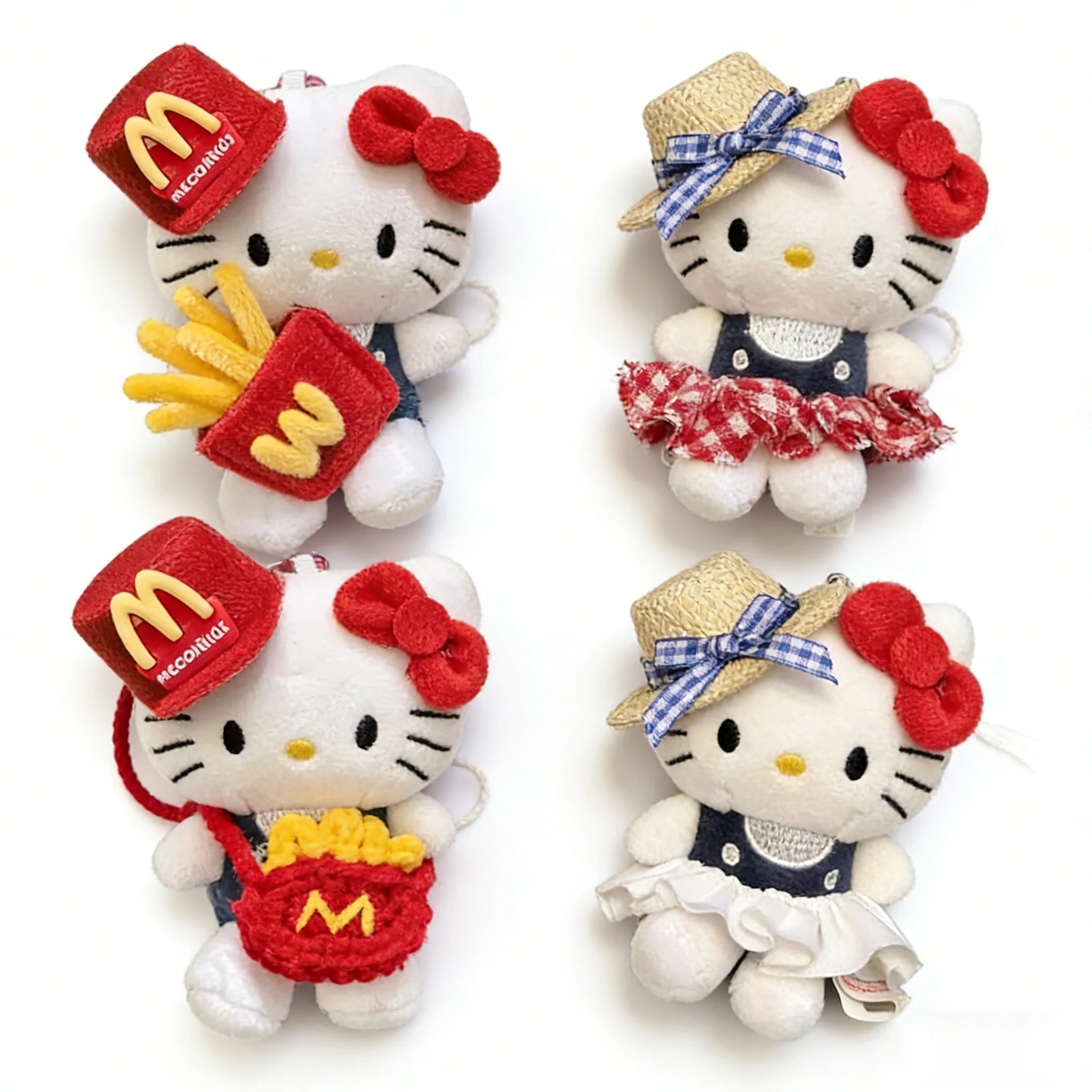 Hello Kitty Straw Hat Plush Keychain – 10cm Kawaii Cartoon Pendant & Bag Charm for Kids