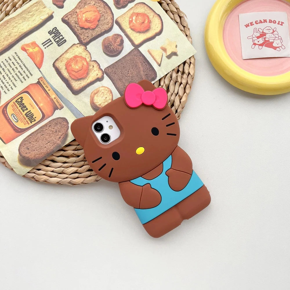 Hello Kitty 3D Silicone Soft Phone Case For iPhone 17 Pro 16 Plus 15 14 13 12 Mini 11 Pro Max XR X XS 7 8 Shockproof Phone Cover