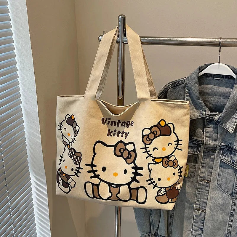 Hello Kitty Handbag Cute Cartoon Versatile Large Capacity Handbag Women Supplies Desktop Accessories Student Gift Wholesale