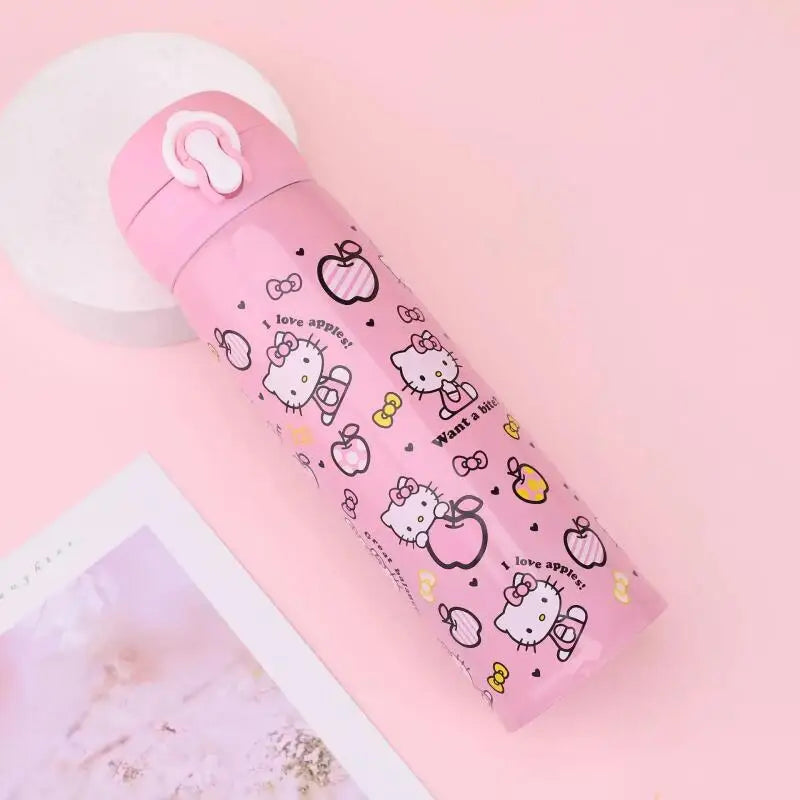 New Hello Kitty Children Thermos Cup One Click Open Lid BPA Free 304 Stainless Steel Leak Proof Spring Straw for School Outdoors