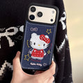 Luxury Denim Leather Pattern Cartoon Hello Kitty Case For iPhone 17 15 14 Pro Max 17 Pro Love Heart Stars Style Shockproof Cover
