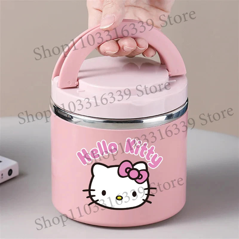 Sanrio HelloKitty Female Thermal Lunch Box Woman Bento Box Student Portable Food Container Cartoon Letter Printed Picnic Case