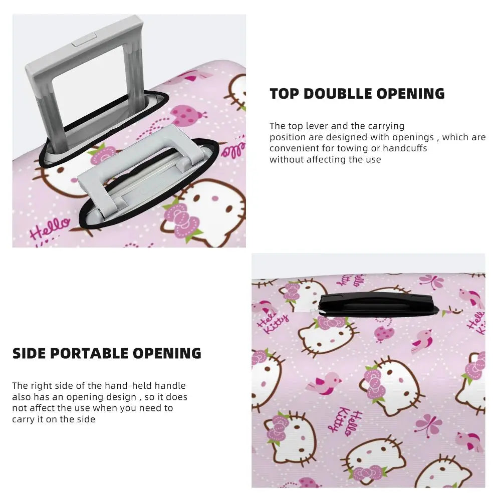 Custom Girls Kitten Classical Printing Luggage Cover Elastic Cute KT Cat Travel Suitcase Protective Covers Fits 18-32 Inch