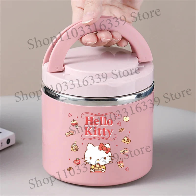 Sanrio HelloKitty Female Thermal Lunch Box Woman Bento Box Student Portable Food Container Cartoon Letter Printed Picnic Case