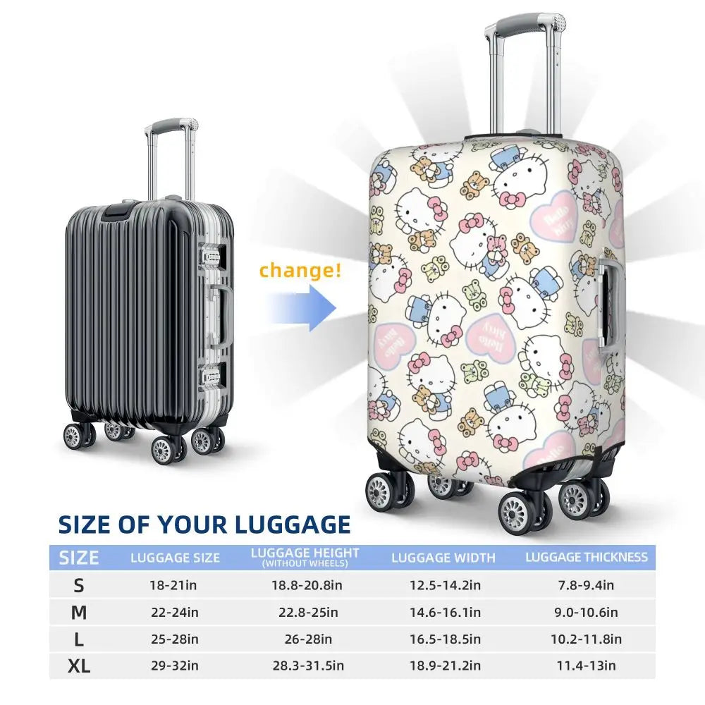 Custom Girls Kitten Classical Printing Luggage Cover Elastic Cute KT Cat Travel Suitcase Protective Covers Fits 18-32 Inch