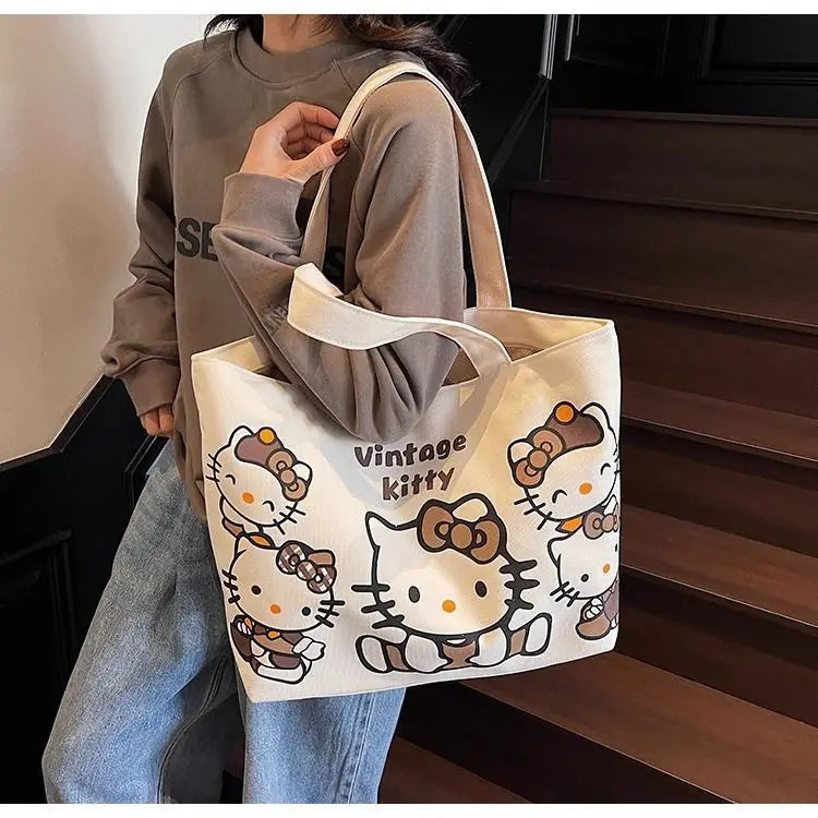 Hello Kitty Handbag Cute Cartoon Versatile Large Capacity Handbag Women Supplies Desktop Accessories Student Gift Wholesale