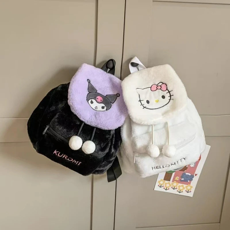 Sanrio Plush Backpack Cartoon Kuromi Melody Cute Backpack Female Sweet Backpack Doll Bag