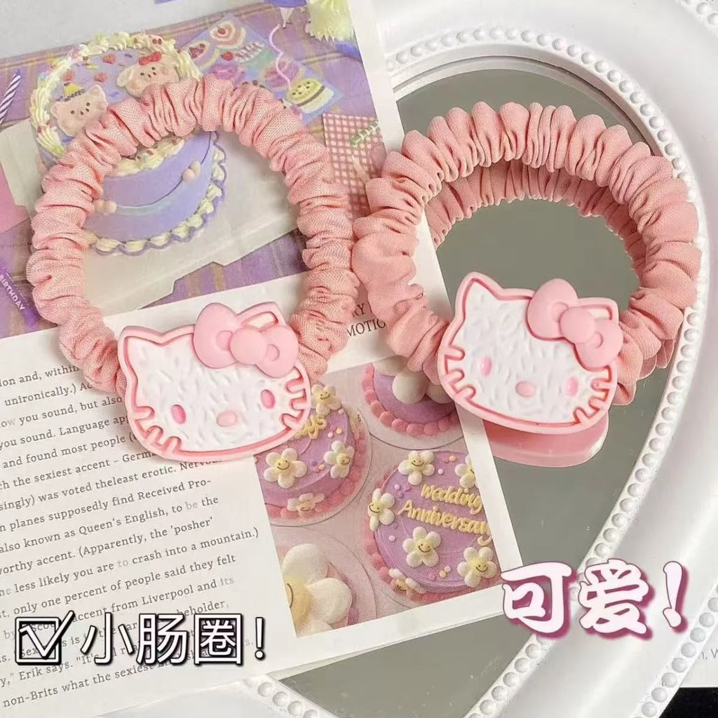 15Pcs/Set Hello Kitty Hair Clip Anime Pink Hairpin Girl's Barrettes Bangs Clip Women's Girls KT Cat Cute Side Hairpin Hair Rope