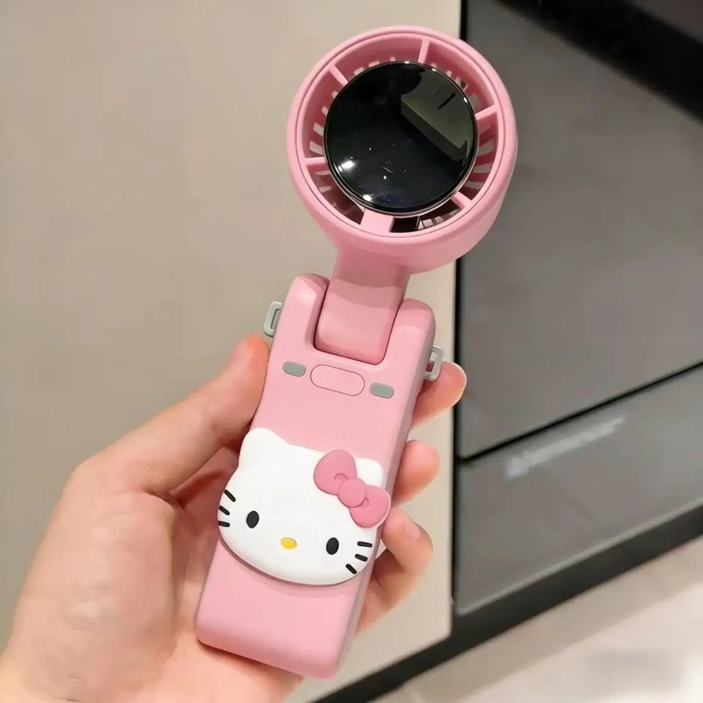 Hello Kitty USB Rechargeable Handheld Fan – Silent Portable Foldable Neck & Travel Cooling Fan
