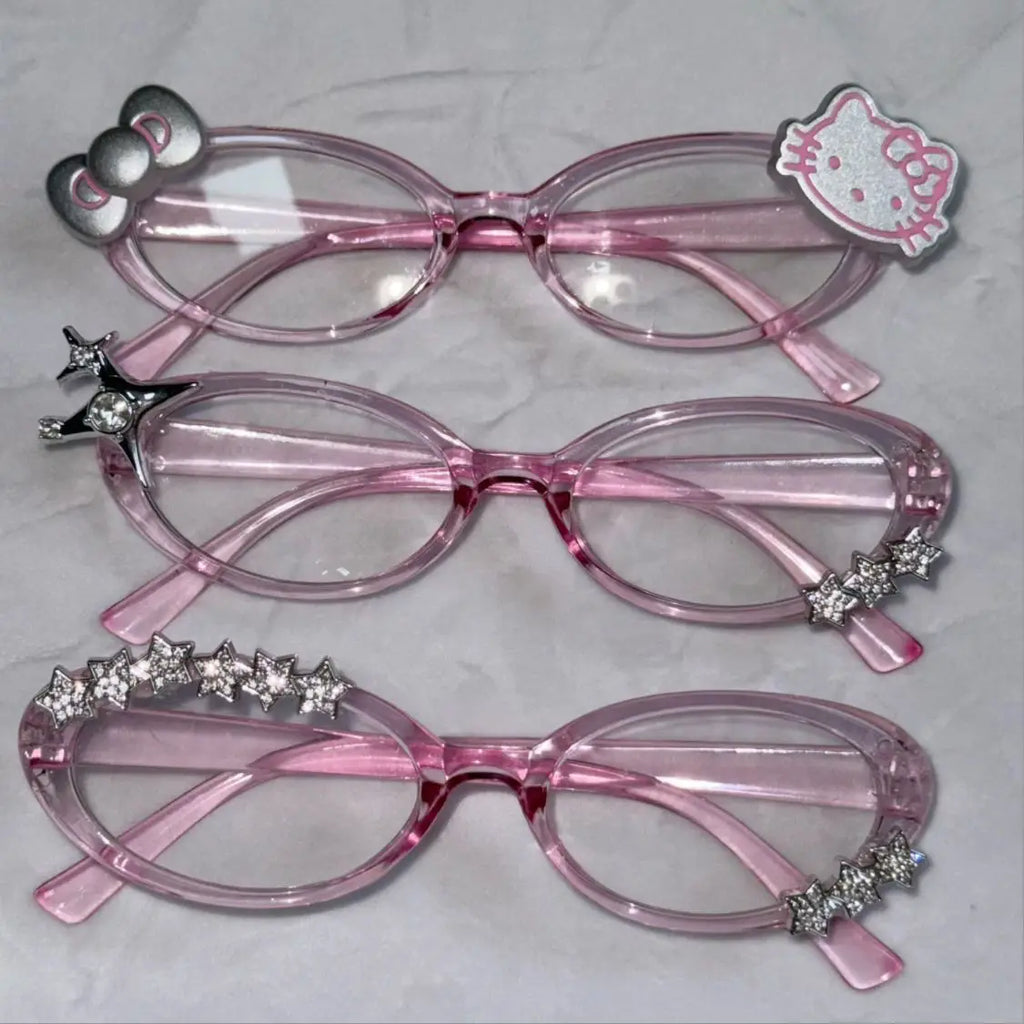 Hello Kitty Glasses Fashion Trend Personality Take Pictures Decorative Glasses Originality Cartoon Subculture Y2k Eyeglass Frame