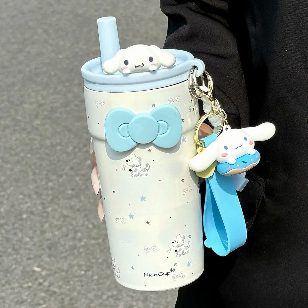 New Campus Style Sanrio Hello Kitty Insulated Tumbler with Straw – Large Capacity 316 Stainless Steel Leak-Proof Travel Coffee Cup – Cute Cartoon Water Bottle