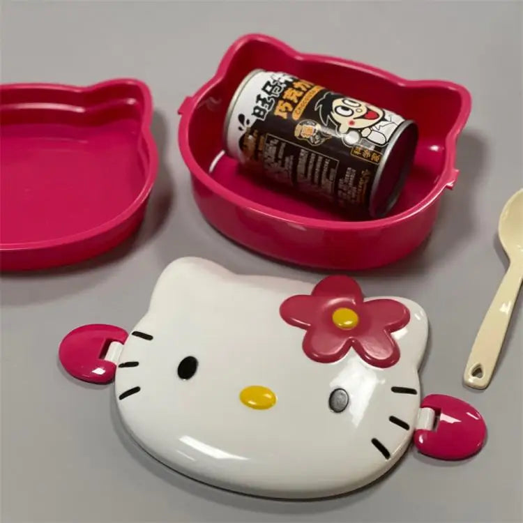 Kawaii Hello Kitty Double Lunch Box Microwave Plastic Lunch Box Student Fruit Lunch Box Cute Daily Tableware