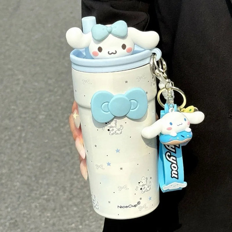 New Campus Style Sanrio Hello Kitty Insulated Tumbler with Straw – Large Capacity 316 Stainless Steel Leak-Proof Travel Coffee Cup – Cute Cartoon Water Bottle