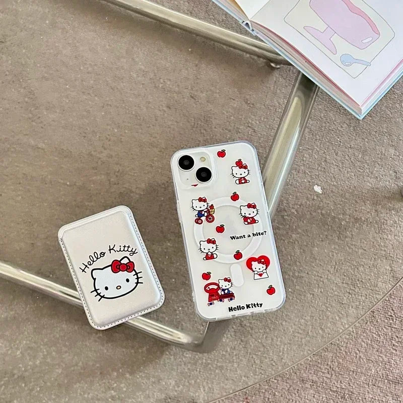 Hello Kitty MagSafe Wallet Phone Case – Magnetic Card Holder & Wireless Charging Cover for iPhone 13, 14, 15, 16 & 17 Pro Max