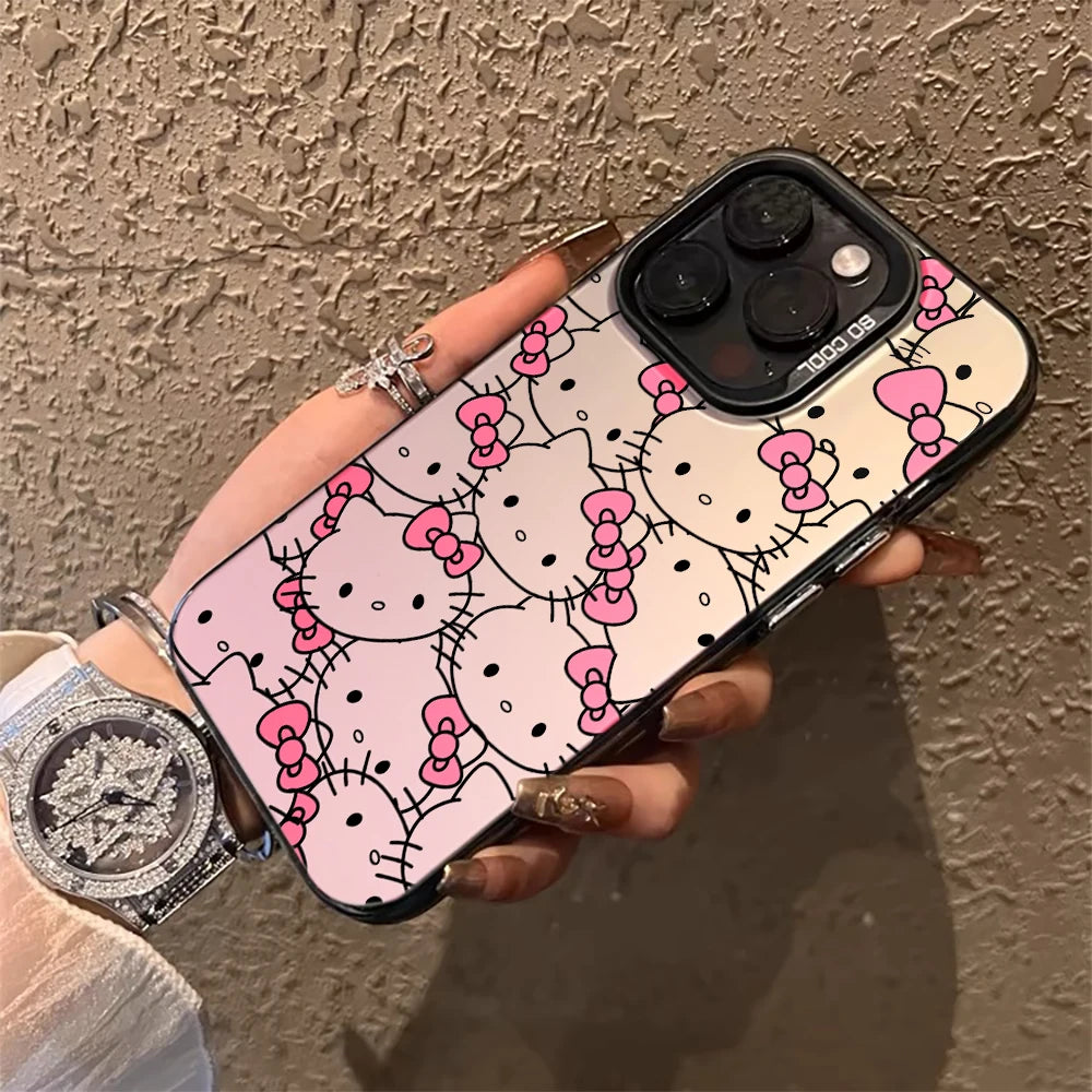 Phone Case for iPhone 17 16 Pro 15 14 ProMax Sanrio Cartoon Hello Kitty Matte XR X XS 7 8 13 14 Pro Max 15 Plus IMD Laser Cover