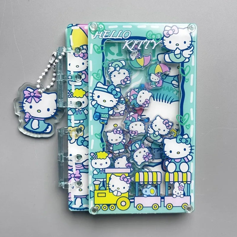 Hello Kitty Shake Book Acrylic Loose-Leaf Notebook – Cute Kawaii Cartoon DIY Student Journal – Personalized Creative Writing Book & Gift