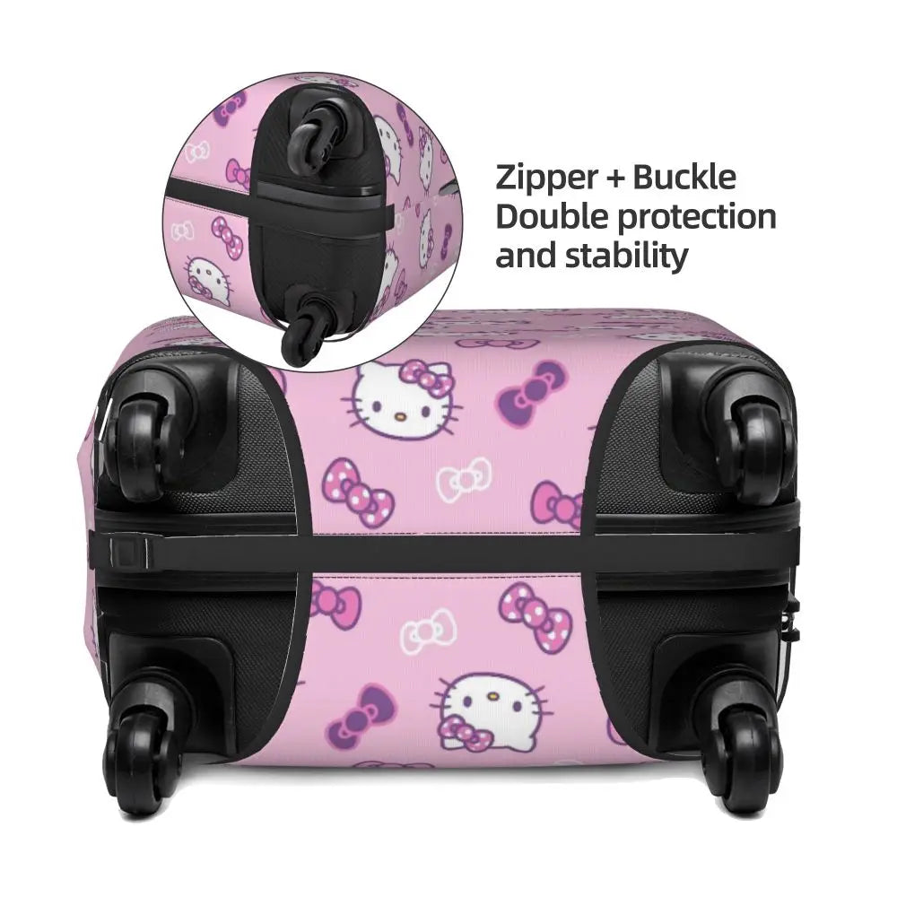 Custom Girls Kitten Classical Printing Luggage Cover Elastic Cute KT Cat Travel Suitcase Protective Covers Fits 18-32 Inch