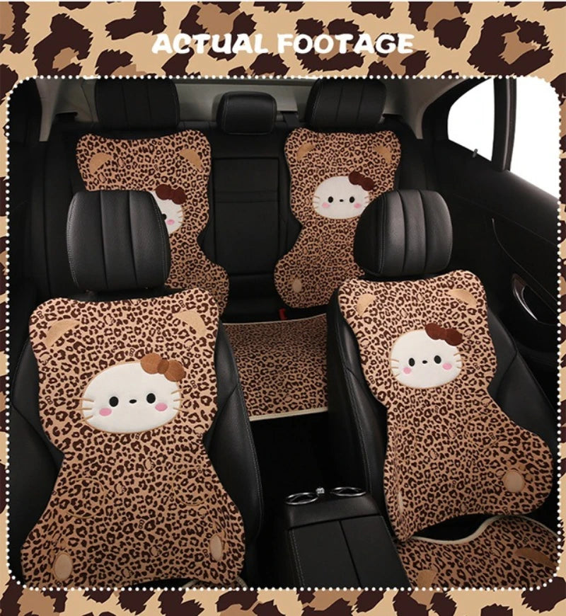 Hello Kitty Car Neck & Lumbar Support Pillow Set – Cute Cartoon Headrest Cushion for Travel & Driving Comfort