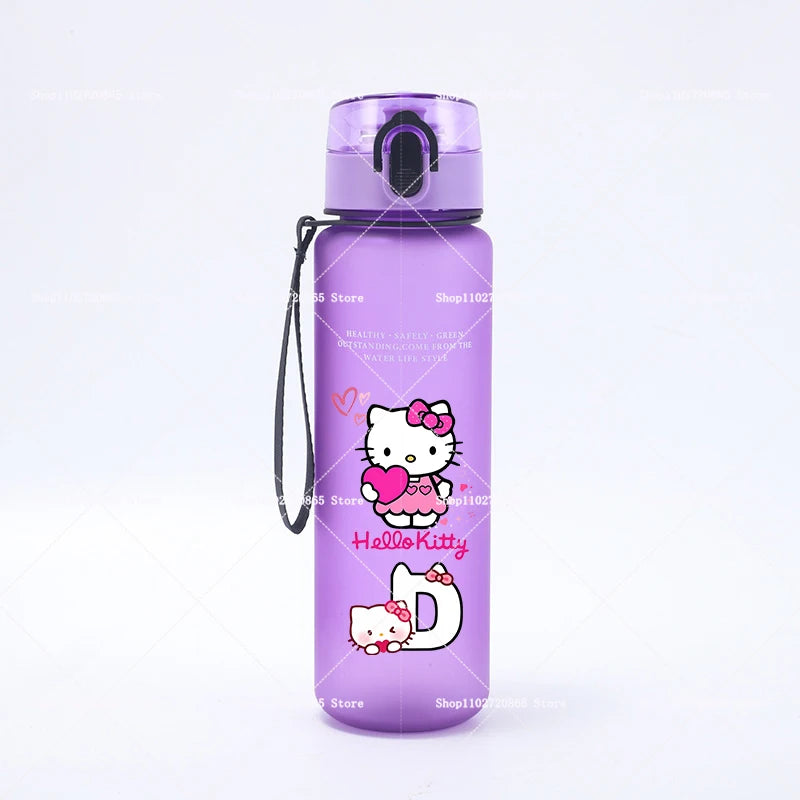 650ML Hello Kitties Water Cup Anime Letter A-Z Printed Sports Casual Fashion Mug Portable Drop-proof Outdoor Fitness Jug Gift