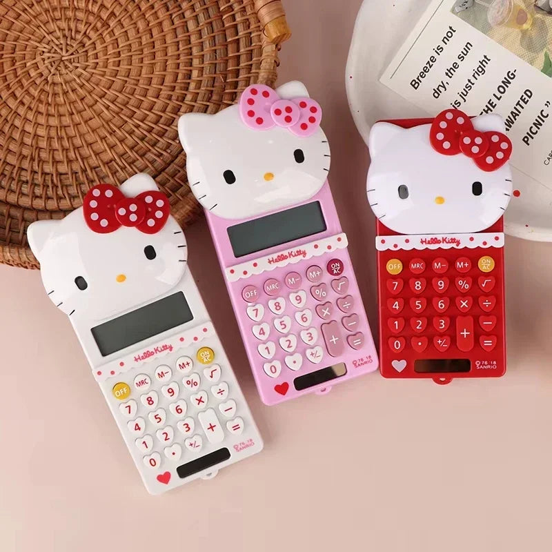 Cute Hello Kitty Cartoon Push Cover Calculator – Multi-Functional Portable Desk Calculator – Creative Student Back-to-School Gift
