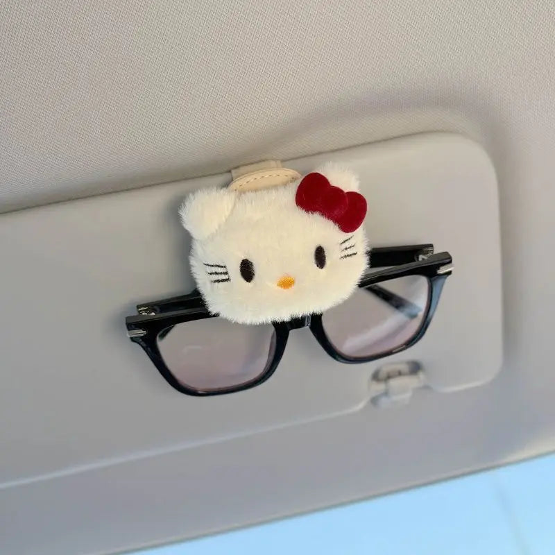 Hello Kitty & My Melody Magnetic Car Sunglasses Clip – Cute Visor Holder for Glasses Storage & Car Organization
