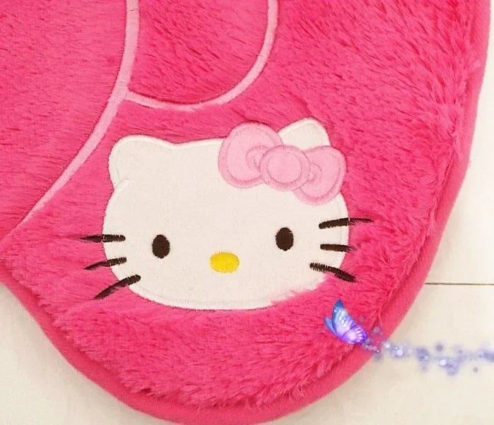Hello Kitty 3-Piece Toilet Seat Cushion Set – Sanrio Plush Winter Bathroom Cover Set for Home Use