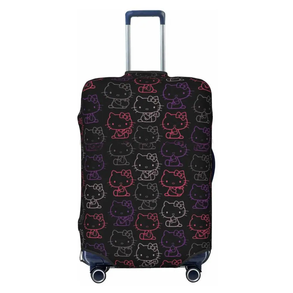 Custom Girls Kitten Classical Printing Luggage Cover Elastic Cute KT Cat Travel Suitcase Protective Covers Fits 18-32 Inch