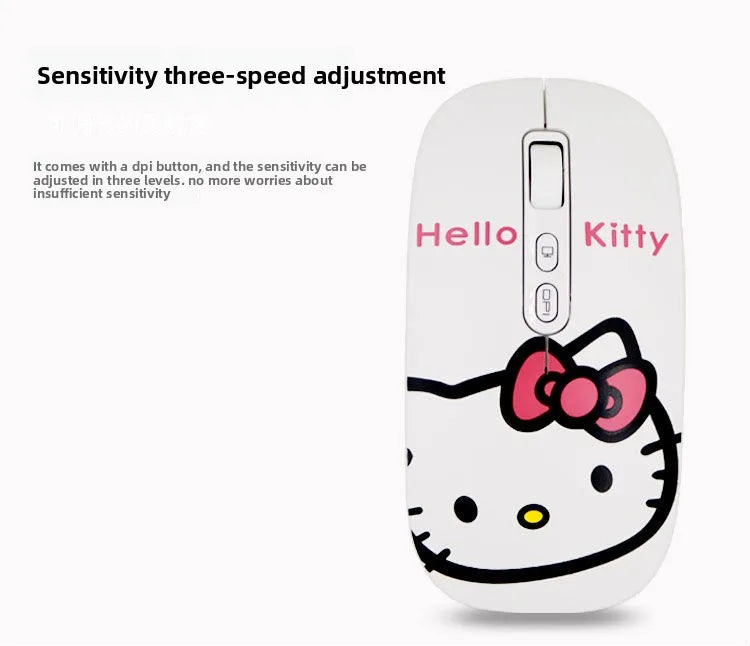 Cute cartoon character Hello kitty wireless Bluetooth dual-mode mouse Cute and fun rechargeable universal mouse Holiday gift