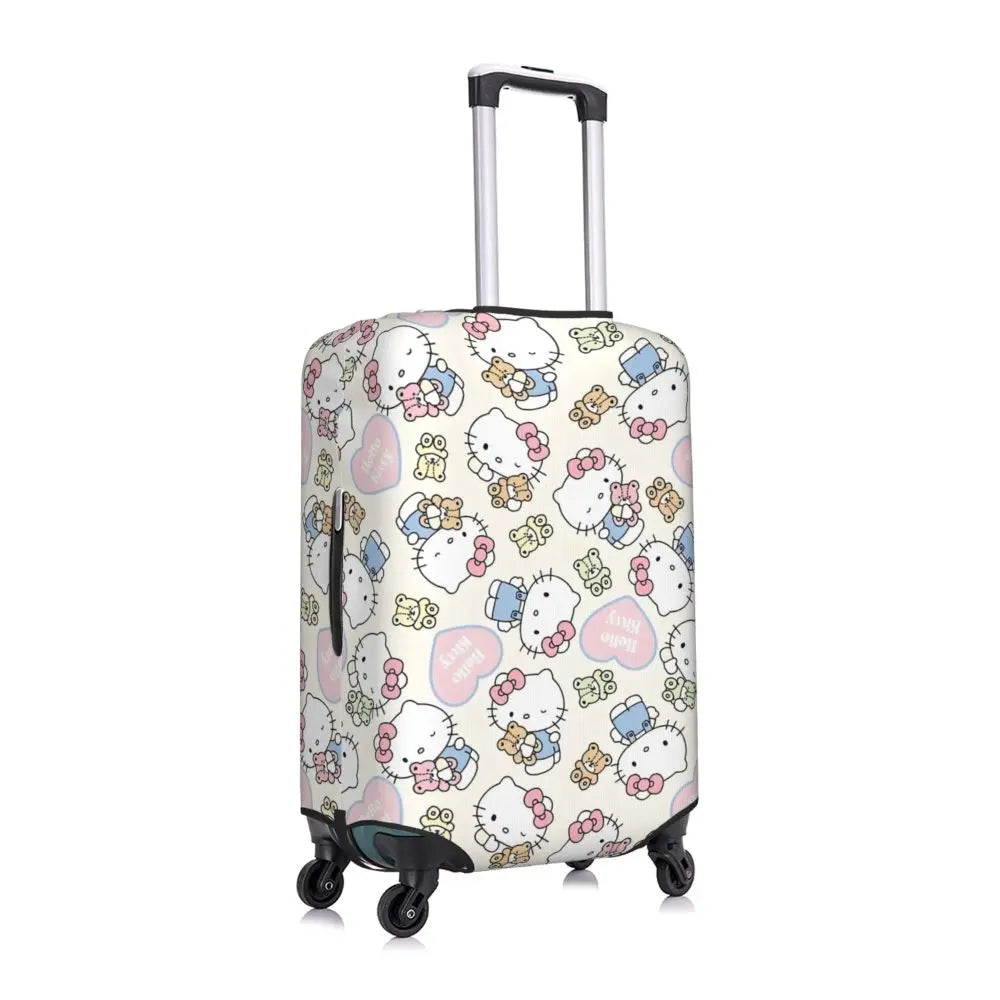 Custom Girls Kitten Classical Printing Luggage Cover Elastic Cute KT Cat Travel Suitcase Protective Covers Fits 18-32 Inch