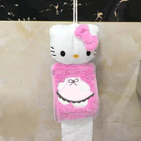 Hello Kitty 3-Piece Toilet Seat Cushion Set – Sanrio Plush Winter Bathroom Cover Set for Home Use