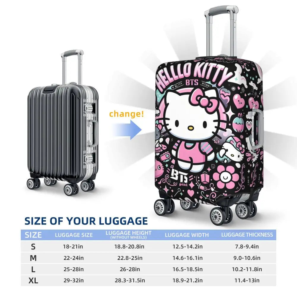 Custom Girls Kitten Classical Printing Luggage Cover Elastic Cute KT Cat Travel Suitcase Protective Covers Fits 18-32 Inch