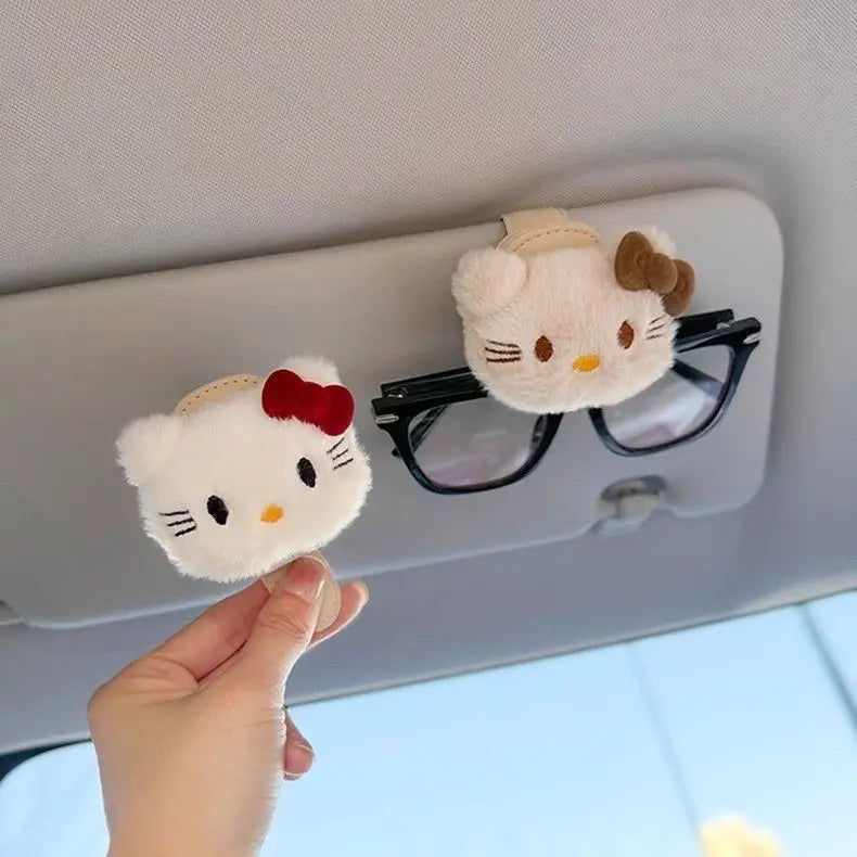 Hello Kitty & My Melody Magnetic Car Sunglasses Clip – Cute Visor Holder for Glasses Storage & Car Organization