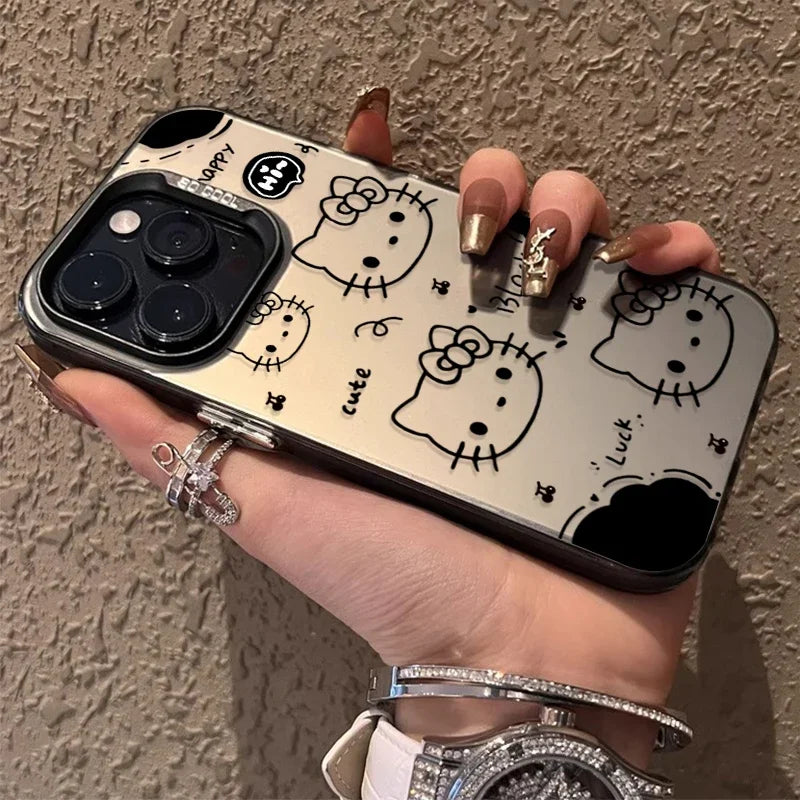 Lovely Lines Hello Kitty Phone Case for IPhone 17 16 15 14 13 12 11 Pro Max Plus 17 Air 16E X XR XS Max Shockproof Back Cover