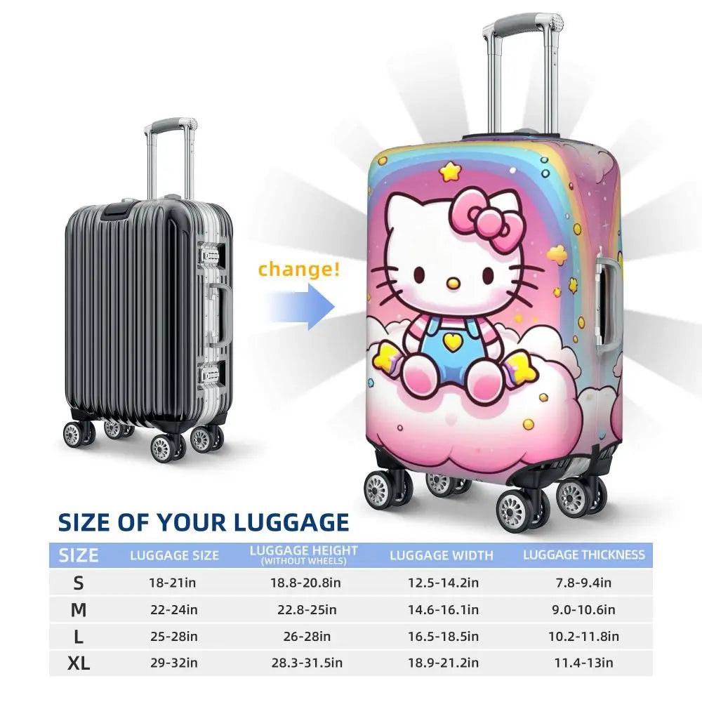 Custom Girls Kitten Classical Printing Luggage Cover Elastic Cute KT Cat Travel Suitcase Protective Covers Fits 18-32 Inch