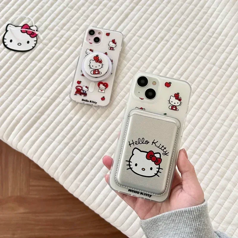 Hello Kitty MagSafe Wallet Phone Case – Magnetic Card Holder & Wireless Charging Cover for iPhone 13, 14, 15, 16 & 17 Pro Max