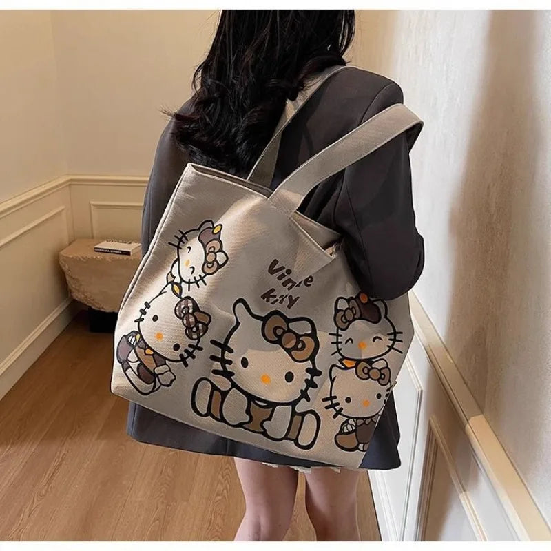 Hello Kitty Handbag Cute Cartoon Versatile Large Capacity Handbag Women Supplies Desktop Accessories Student Gift Wholesale