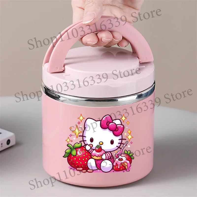 Sanrio HelloKitty Female Thermal Lunch Box Woman Bento Box Student Portable Food Container Cartoon Letter Printed Picnic Case
