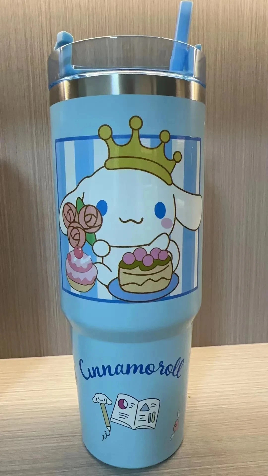 Kawaii Hello Kitty 900ML Thermos Cup Anime Sanrio Kuromi Cinnamoroll High Capacity Car Cup 304 Stainless Steel Vacuum Coffee Cup