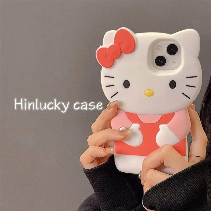 3D Candy Hello Kitty Cartoon Silicon Soft Phone Case for iPhone 17 16 15 Pro Max 14 Plus 12 Pro 13 Mini 11 7 8 X XS XR 4 5S