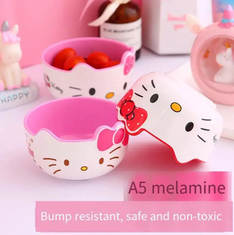 Kitty Unbreakable Kids Bowl with Large Capacity BPA-Free Dishwasher Safe Heat-Resistant Melamine Baby Tableware for Kids Adults