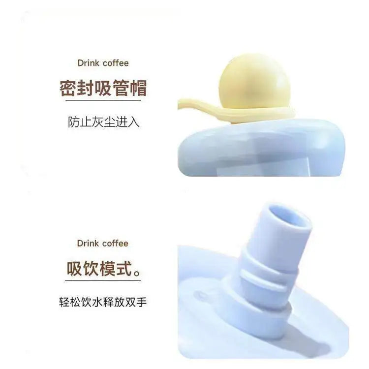 600ml Sugarbunnies Cute Cartoon Stainless Steel Floating Ball Straw Insulated Cup Large Capacity Portable Coffee Mug Plush Toys
