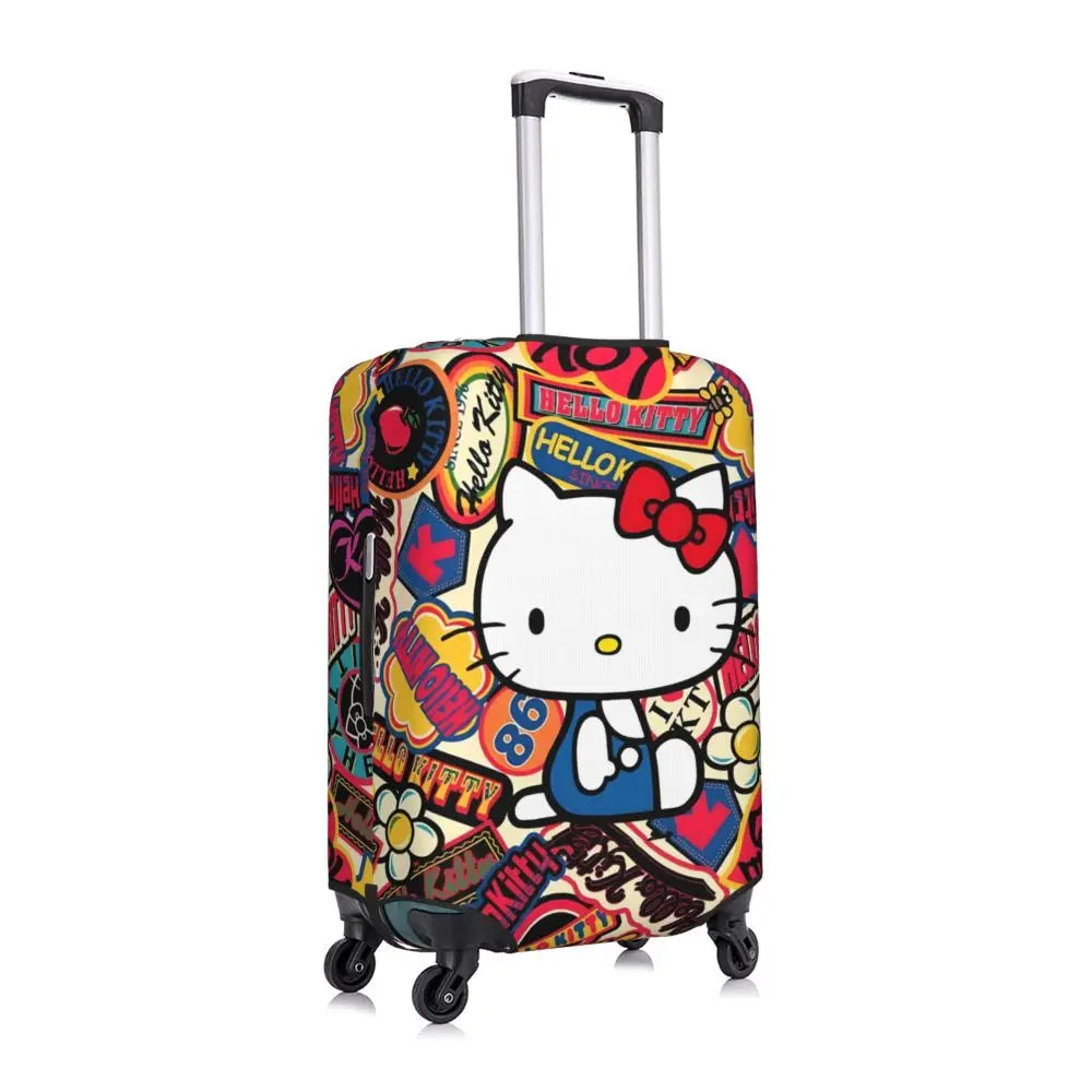 Custom Girls Kitten Classical Printing Luggage Cover Elastic Cute KT Cat Travel Suitcase Protective Covers Fits 18-32 Inch