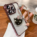 Hello Kitty Mirror Electroplated Phone Case with Bracelet – Shockproof Protective Cover for Motorola Moto Edge & Moto G Series