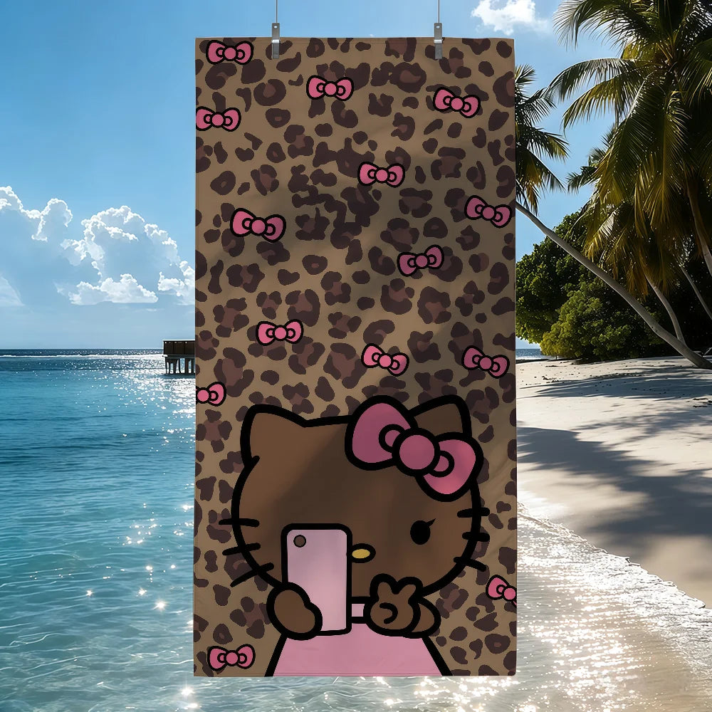 Sa H-HelloK-Kitty Leopard DarkSkinned Hottie Quick Drying Beach Towels Are Suitable For Swimming Pools Camping Yoga And The Gym