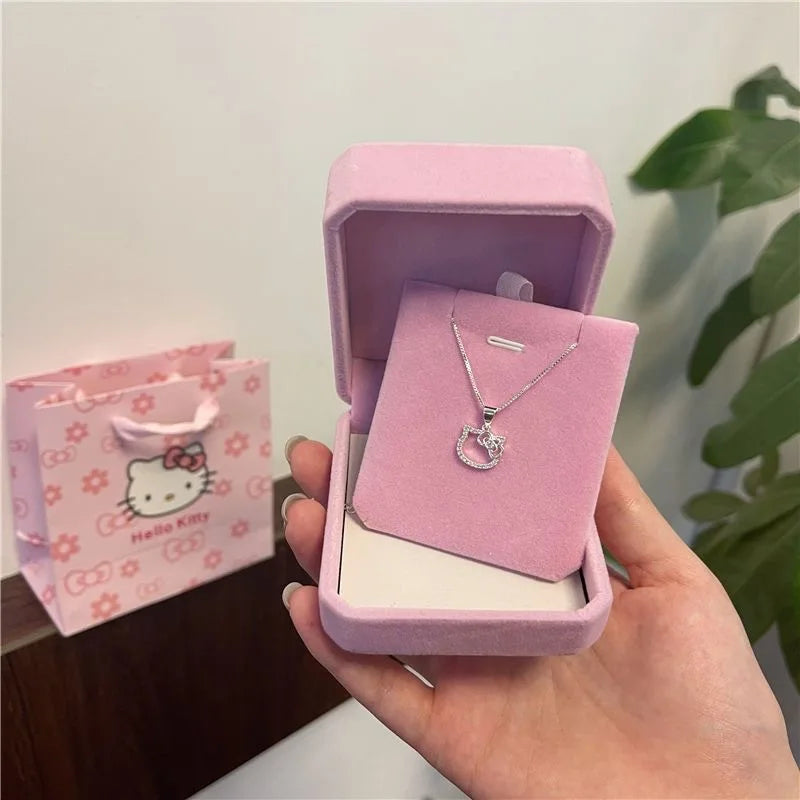Hello Kitty Clavicle Necklace – Kawaii Sanrio Pendant Chain for Women, Elegant Everyday Jewelry Gift