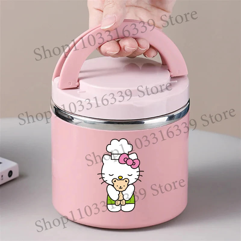 Sanrio HelloKitty Female Thermal Lunch Box Woman Bento Box Student Portable Food Container Cartoon Letter Printed Picnic Case