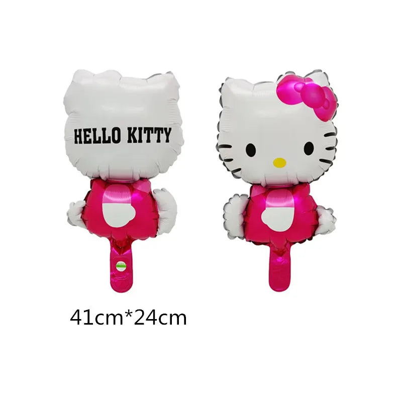 Hello Kitty Number Foil Balloon Set, Cute Cartoon Bubble Mart, Kids Birthday Party Decoration, Room Decor